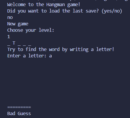 Capture d'écran du jeu Hangman